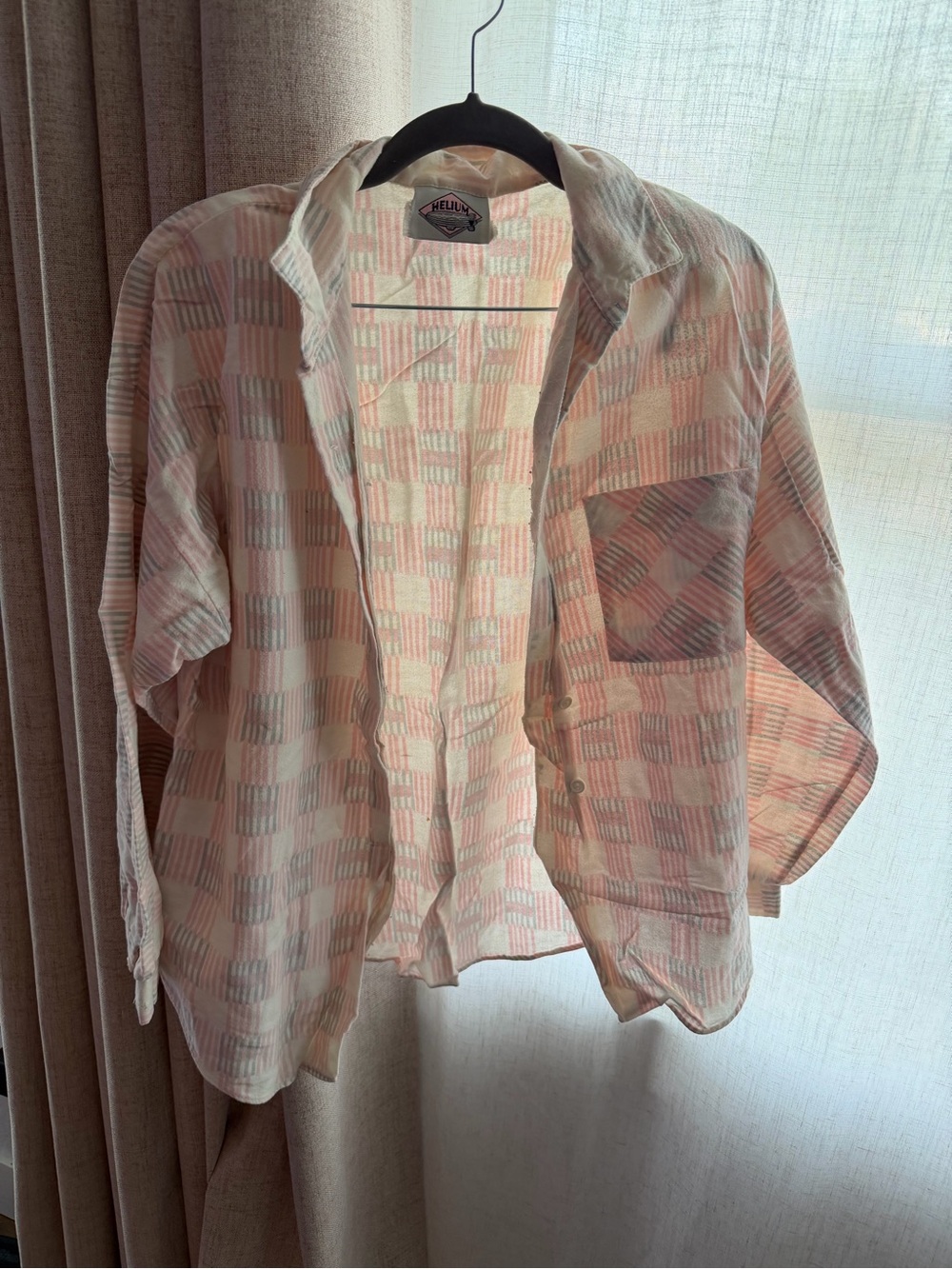 Relaxed Pink Check Button-Down Shirt